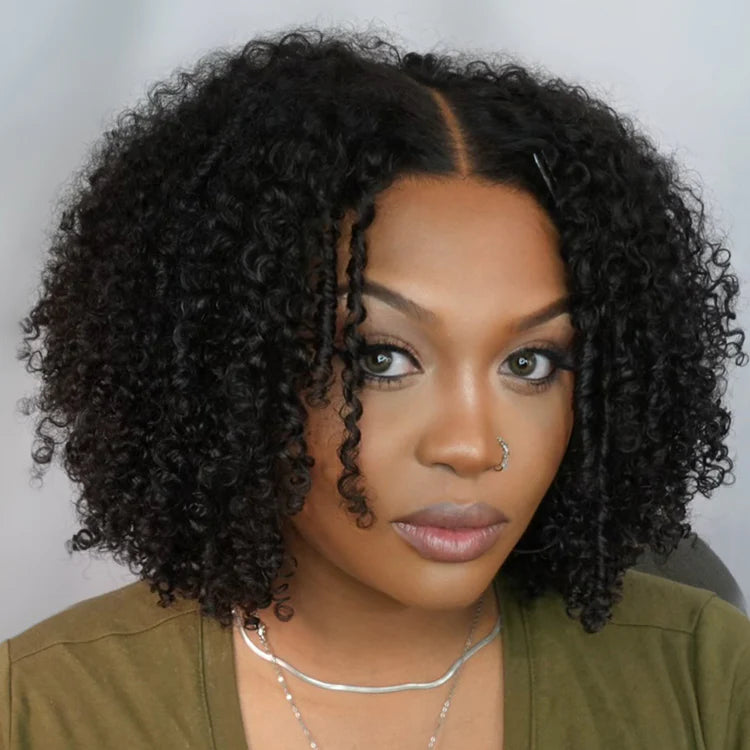 Magnifique perruque naturelle bouclée sans colle, fermeture 5x5 HD, bonnet respirant en dentelle transparente